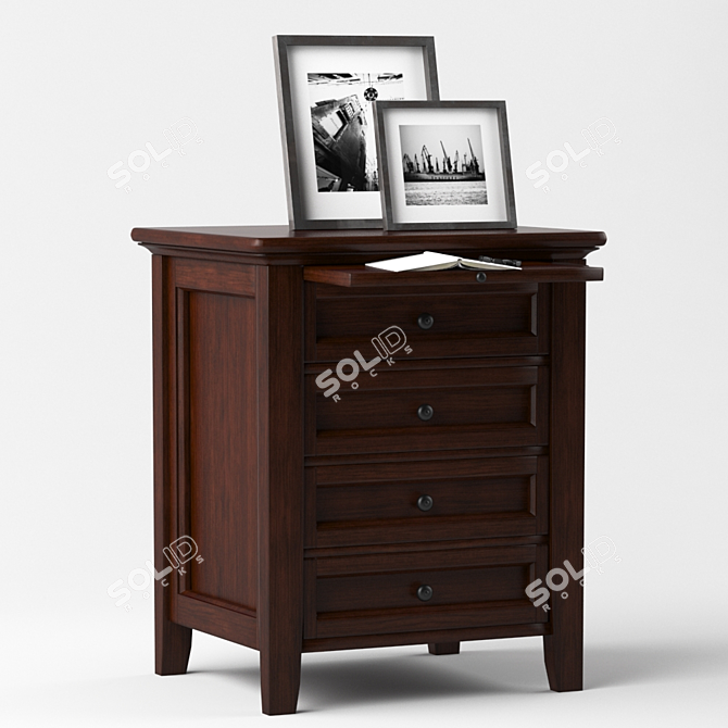 Hudson 4-Drawer Bedside Table: Sleek Storage Solution 3D model image 1