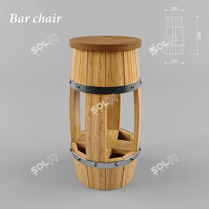 Georgian Barrel Bar Stool 3D model image 1