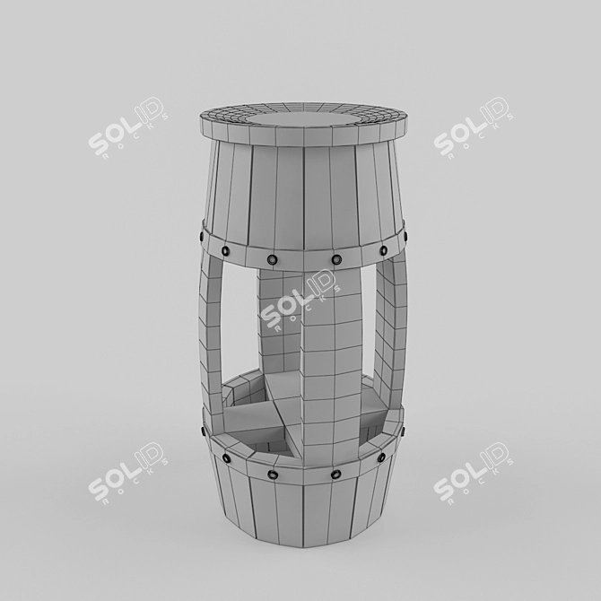 Georgian Barrel Bar Stool 3D model image 2