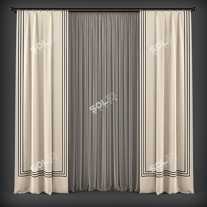 Modern Style Curtains 3D model image 1