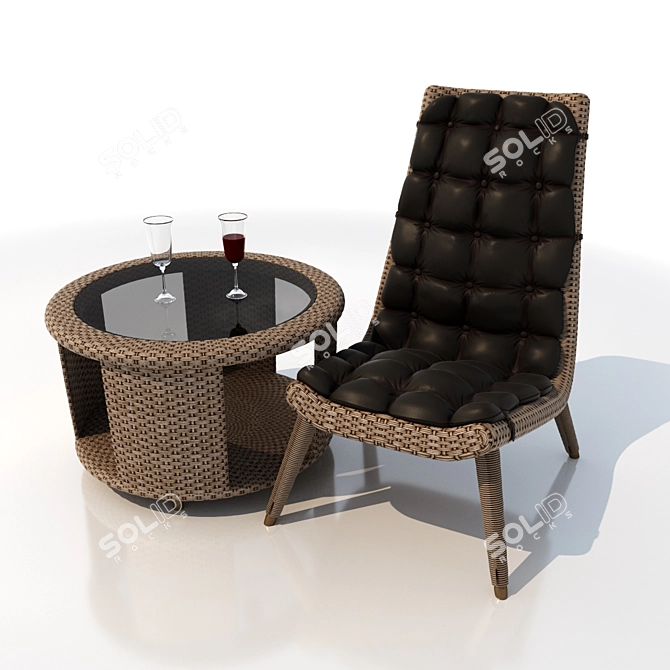Cozy Woven Armchair with Texture 3D model image 1