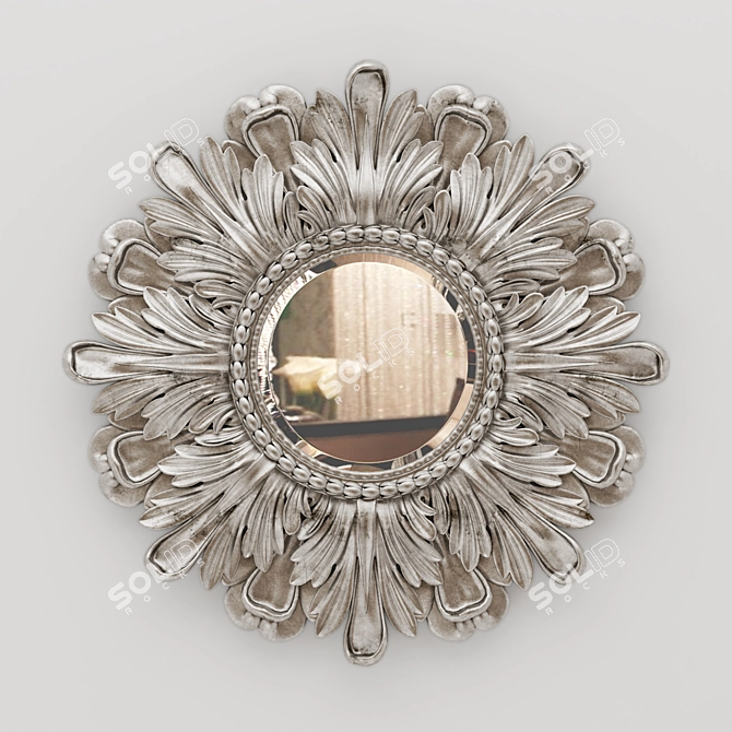 Elegant Silver Floral Mirror 3D model image 1