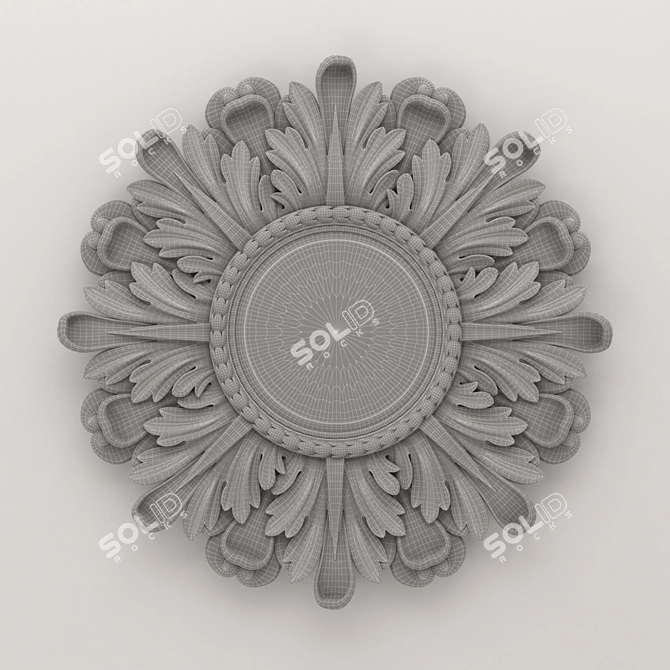 Elegant Silver Floral Mirror 3D model image 2