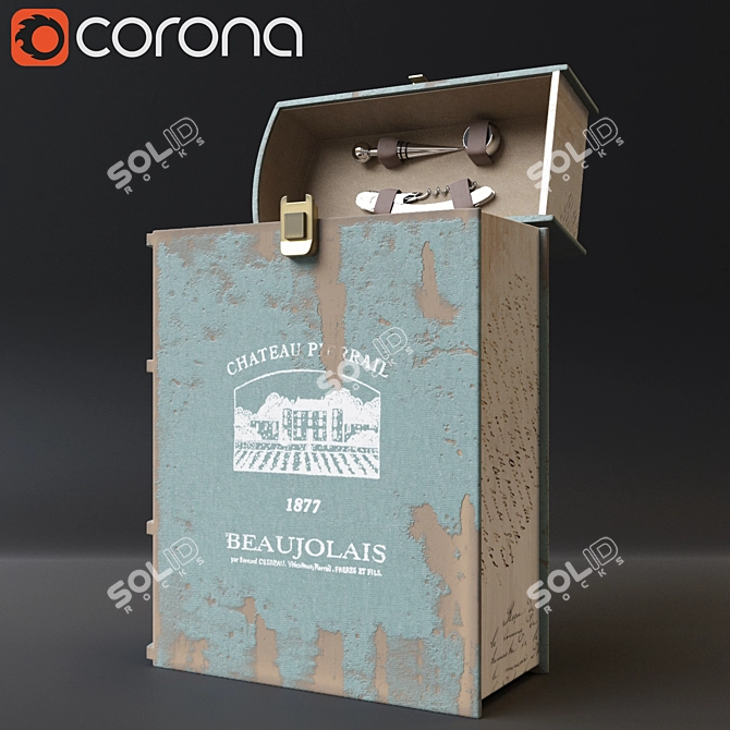 Elegant Beaujolais Wine Chest 3D model image 1