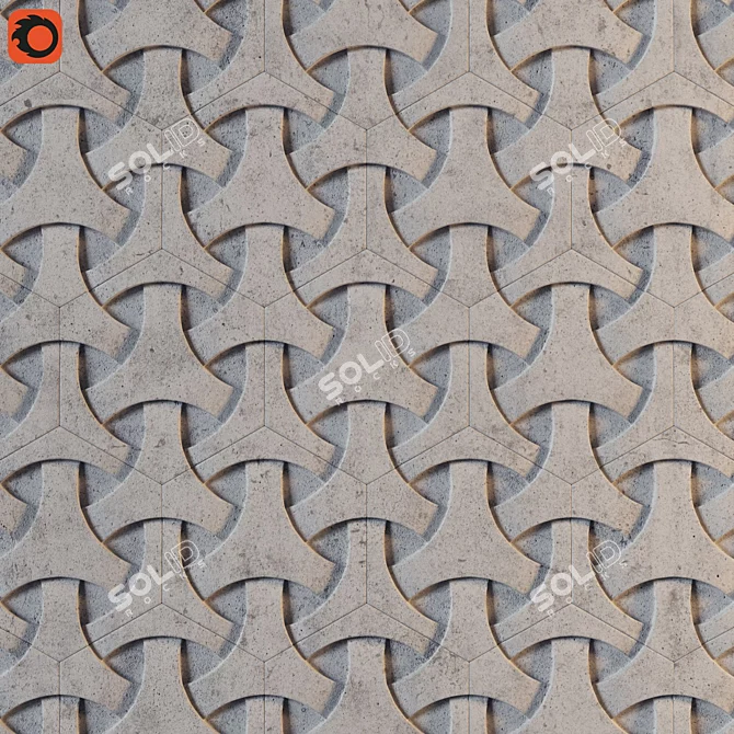 Japanese Weave Concrete Tile 3D model image 1