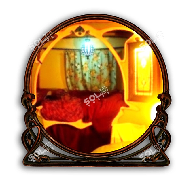 Elegant Art Nouveau Mirror Frame 3D model image 1