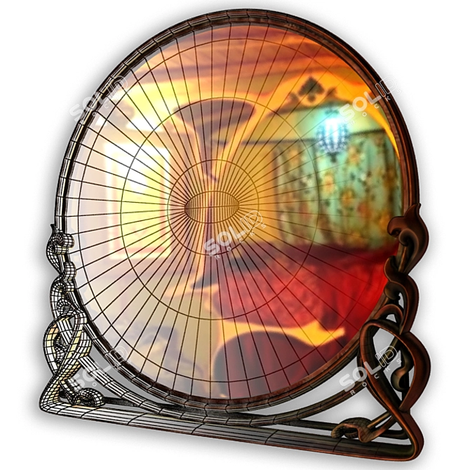 Elegant Art Nouveau Mirror Frame 3D model image 2