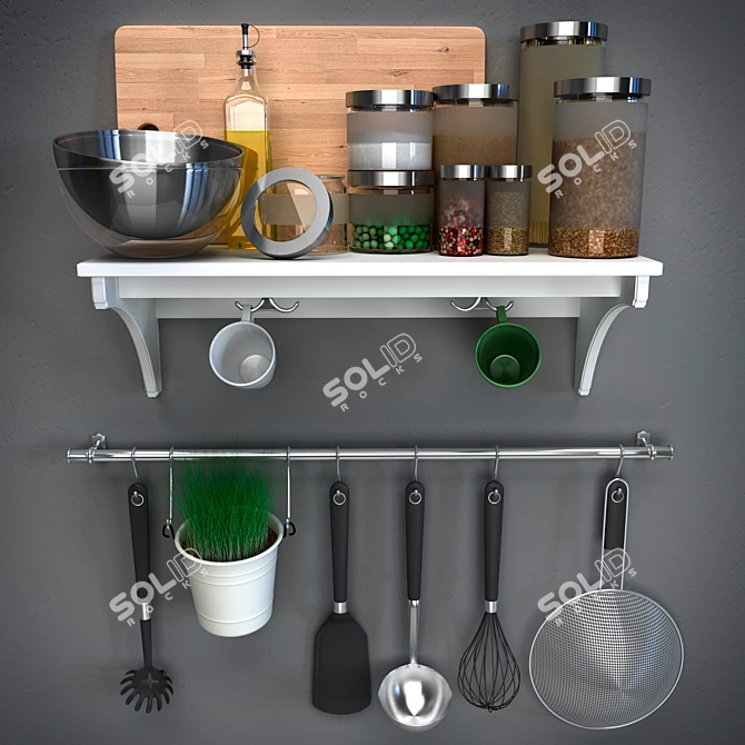 Modern Kitchen Essentials Set 3D model image 1