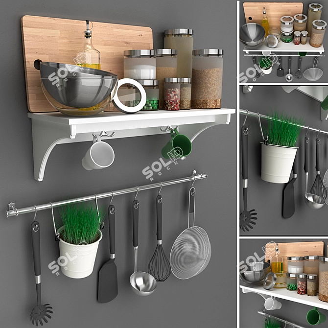 Modern Kitchen Essentials Set 3D model image 2