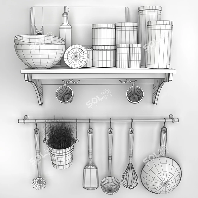 Modern Kitchen Essentials Set 3D model image 3