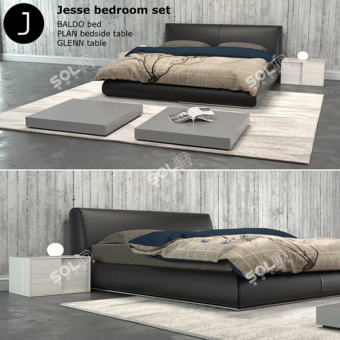 Italian Elegance: Baldo Bed Set 3D model image 1