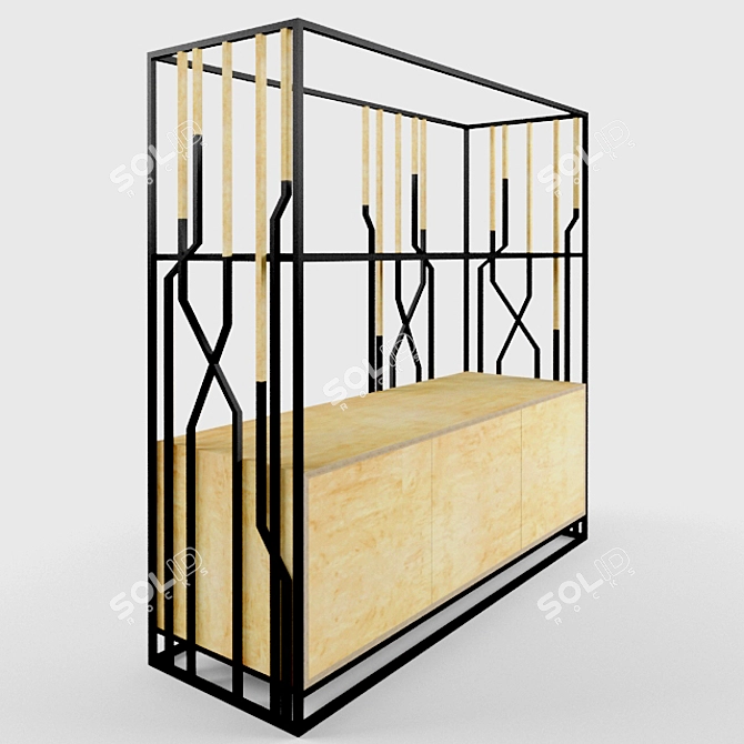 Zaremba Metal Frame Shelf 3D model image 2