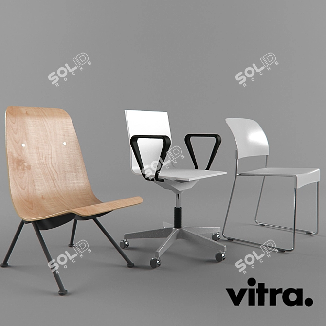 Elegant Vitra Chairs: Style and Comfort 3D model image 1