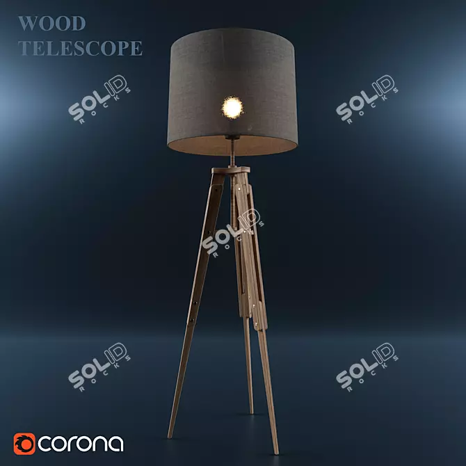 Wooden Telescope Floor Lamp | Height: 158cm 3D model image 1