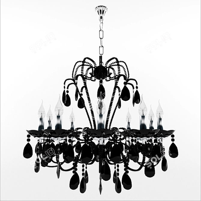 Iron Smoke Crystal Round Chandelier 3D model image 1