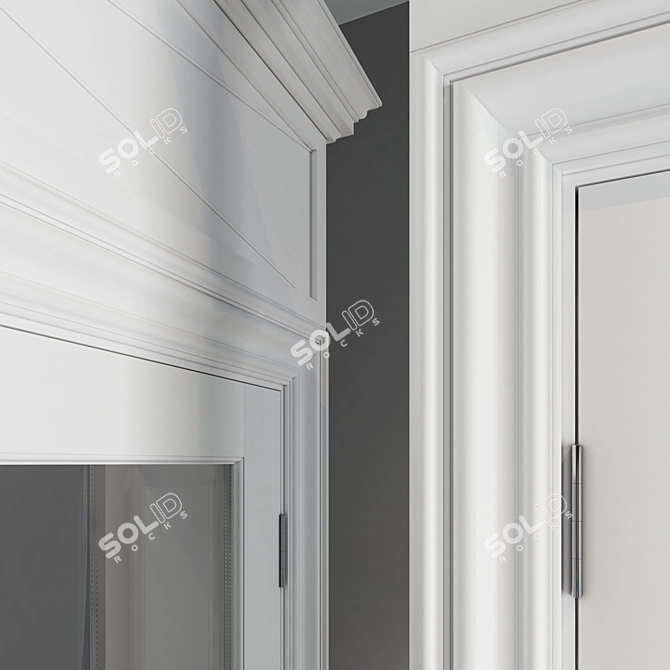Elegant Glass-Paneled White Door 3D model image 2