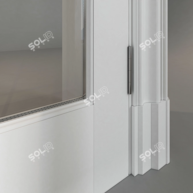 Elegant Glass-Paneled White Door 3D model image 3