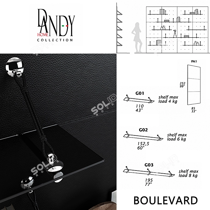 Gamma Boulevard Shelves: Stylish Storage Solution 3D model image 2