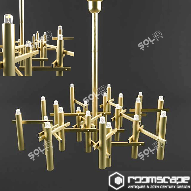 Luxurious Sciolari Gold Chandelier - 21 Lights 3D model image 2