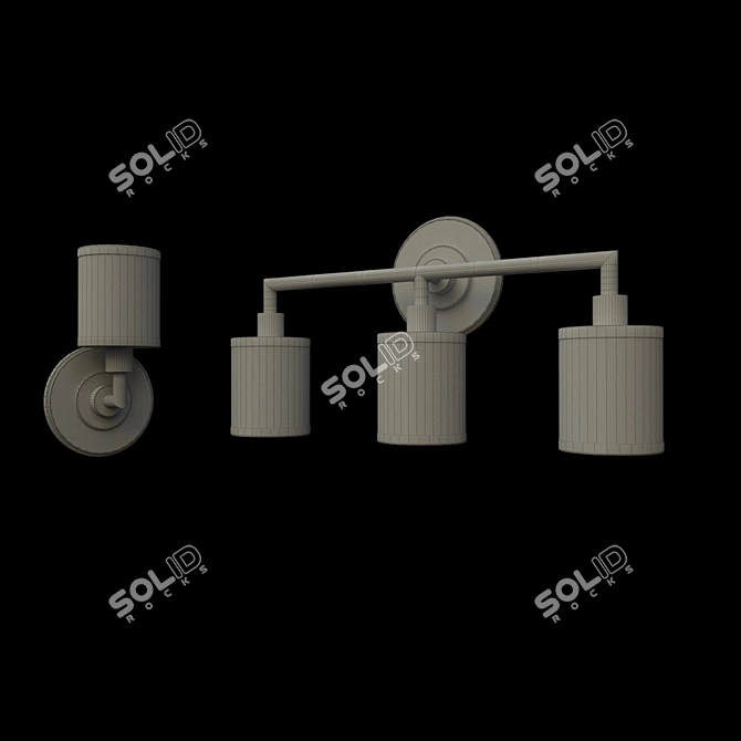 Chrome Vanity Light with Multiple Shades 3D model image 2