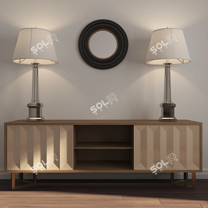 Regency Style Chest with Mirror & Reading Lamps 3D model image 1