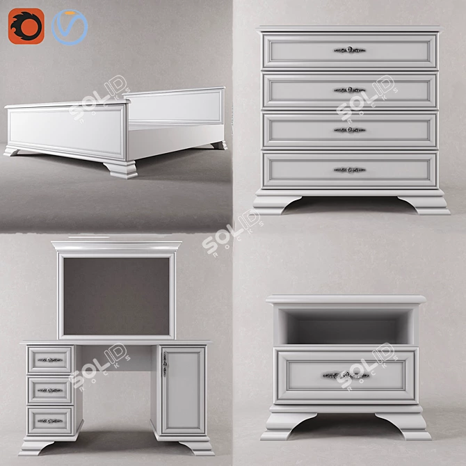 Kentucky Bedroom Set: Timeless Elegance 3D model image 1