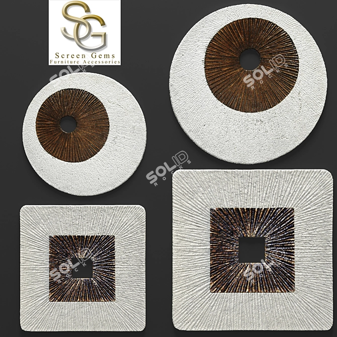 Geometric Harmony: Square Encaved, Round Ribbed Wall Art 3D model image 1