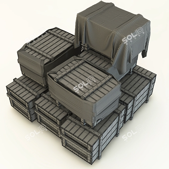 Storage Transport Box - W540mm, D850mm, H500mm 3D model image 3