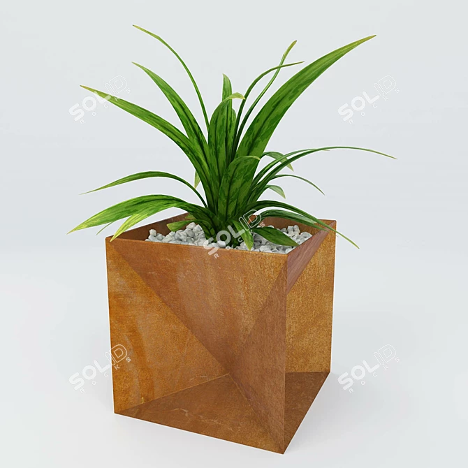 Origami Steel Planter - Outdoor Décor Masterpiece 3D model image 1