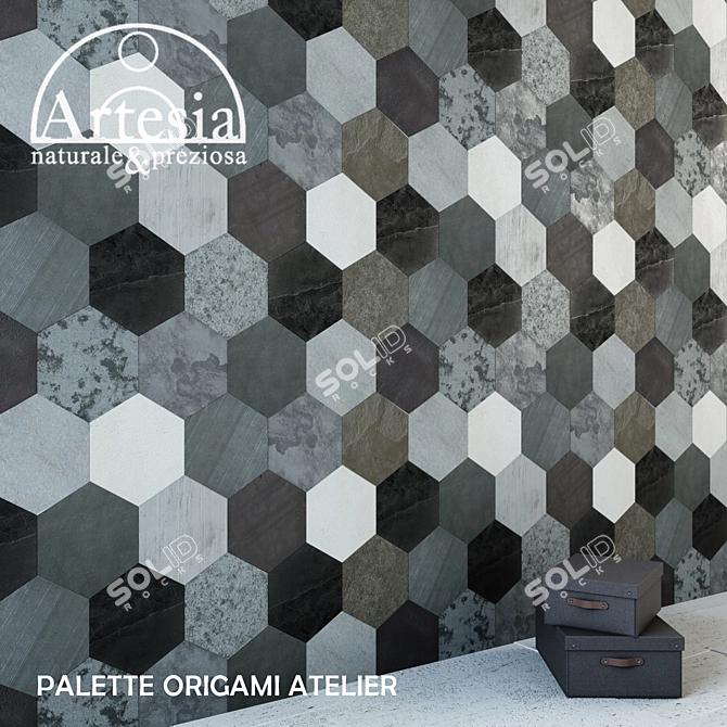 Geometric Neutri Tile: Artesia Collection 3D model image 1