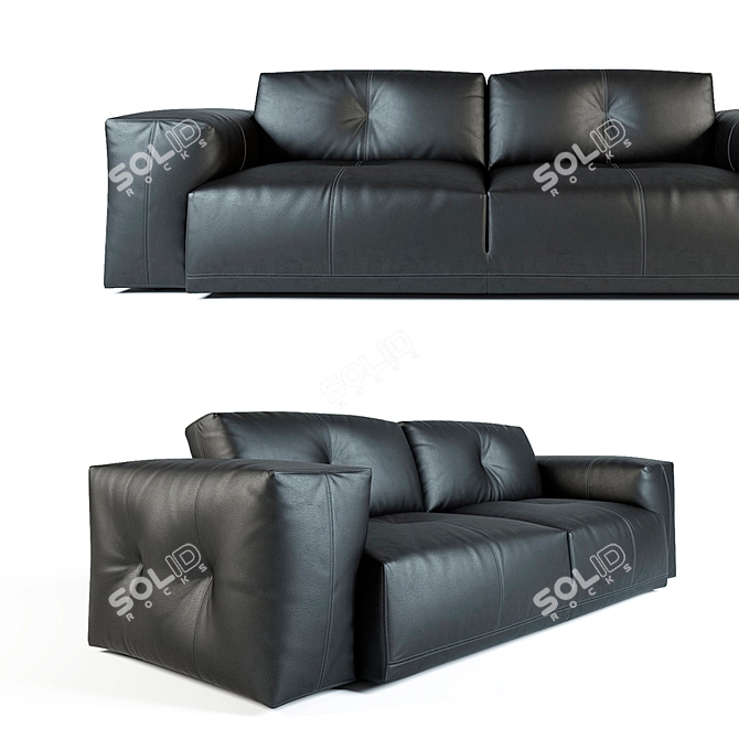 Modern Bergen Sofa in Beige and Black Leather 3D model image 2