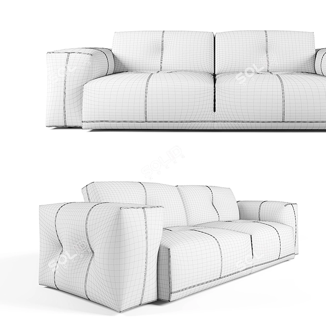 Modern Bergen Sofa in Beige and Black Leather 3D model image 3