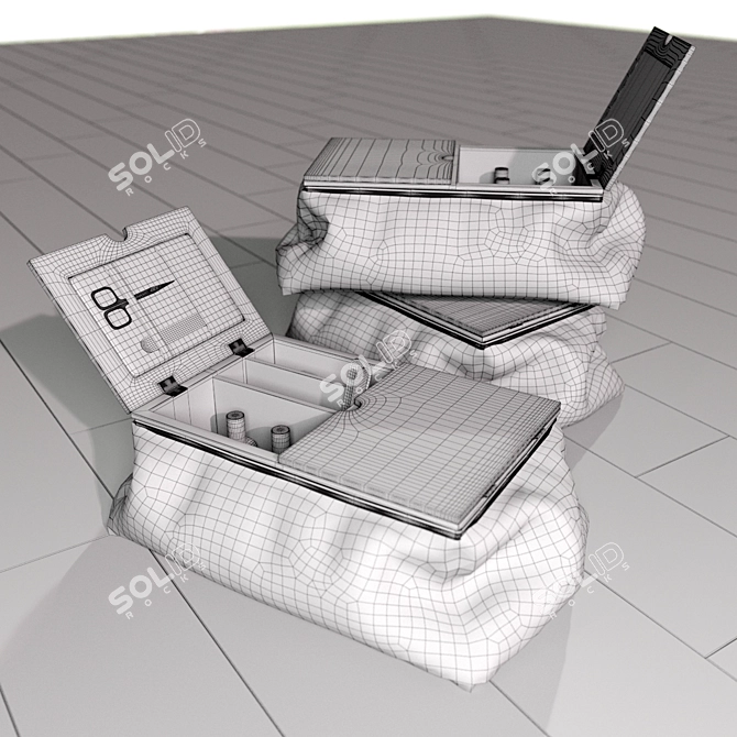Luxurious Fur Cosmetic Bags Set 3D model image 3