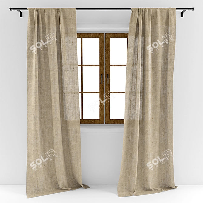 Window Curtains - Elegant and Versatile 3D model image 1