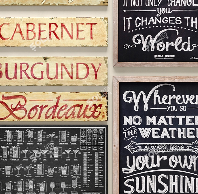 Vintage-Style Metal Signs Set 3D model image 2