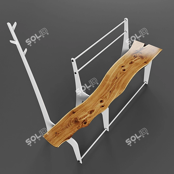 Tree Trunk Bench with Steel Frame 3D model image 2
