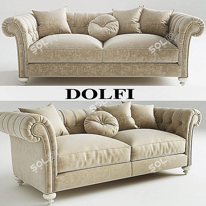 Elegant Dylan Tufted Sofa 3D model image 1