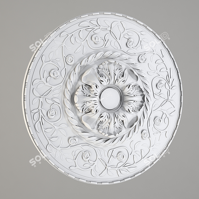 Elegant Ceiling Rosette 3D model image 1