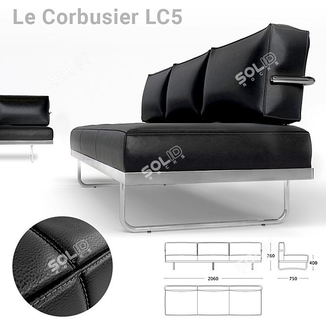 Modern Le Corbusier Lc5 Sofa 3D model image 2