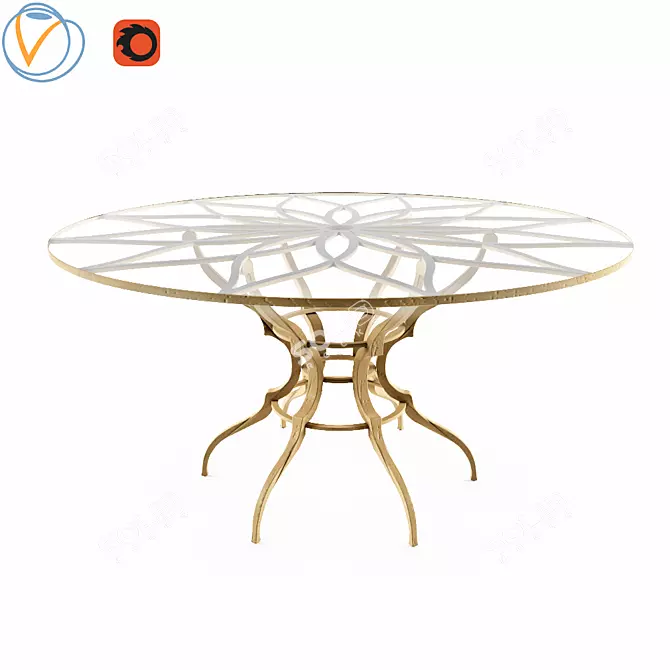 Sleek Acrylic Painted Round Dining Table 3D model image 1