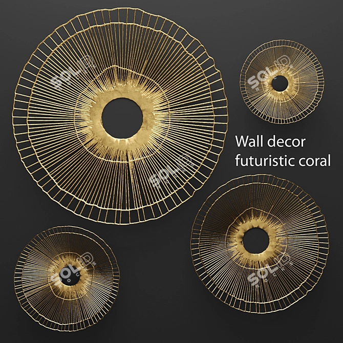 Futuristic Coral Wall Art Panel 3D model image 1