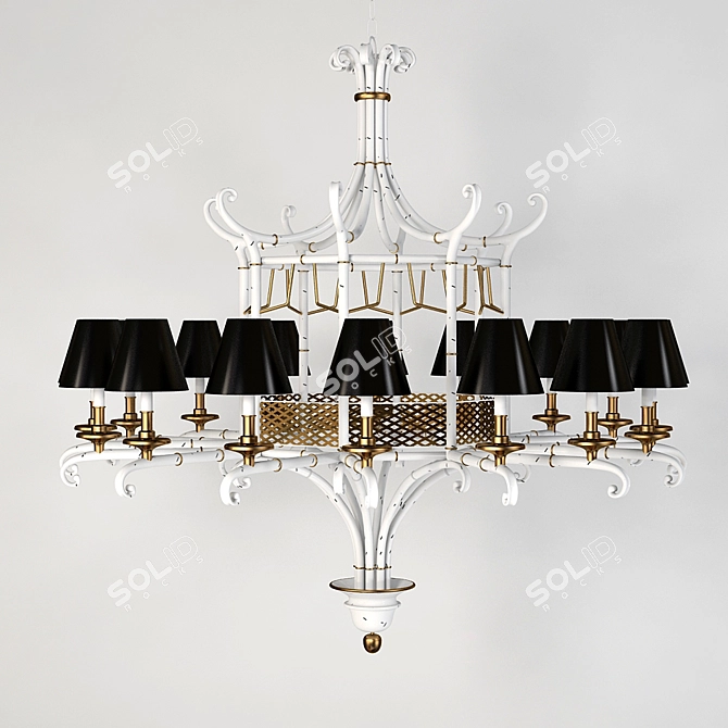 Elegant Embroidered Velvet Pillow 3D model image 1