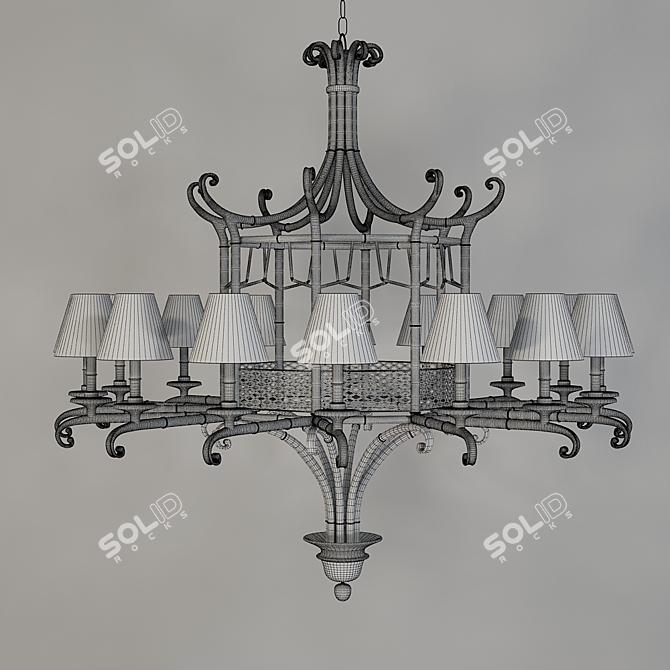 Elegant Embroidered Velvet Pillow 3D model image 2