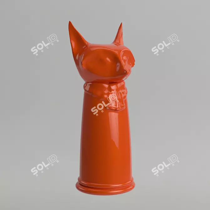 Vibrant Red Fox Fur Pillow 3D model image 1