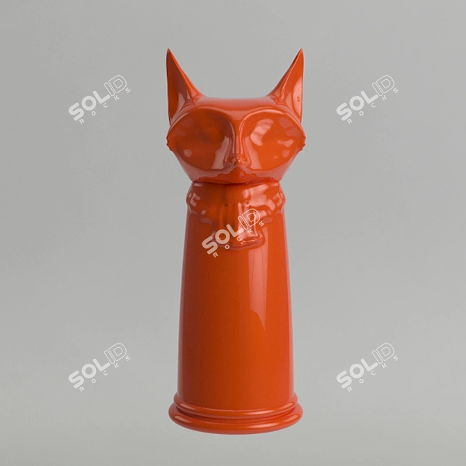 Vibrant Red Fox Fur Pillow 3D model image 2