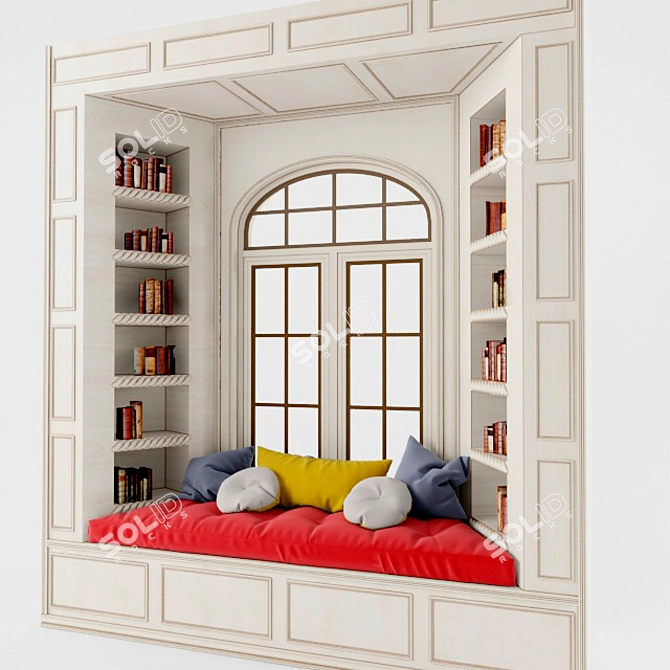 Bookshelf Window: Cozy Reading Nook 3D model image 2