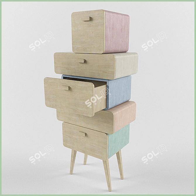 Modern 4-Drawer Chest 3D model image 2