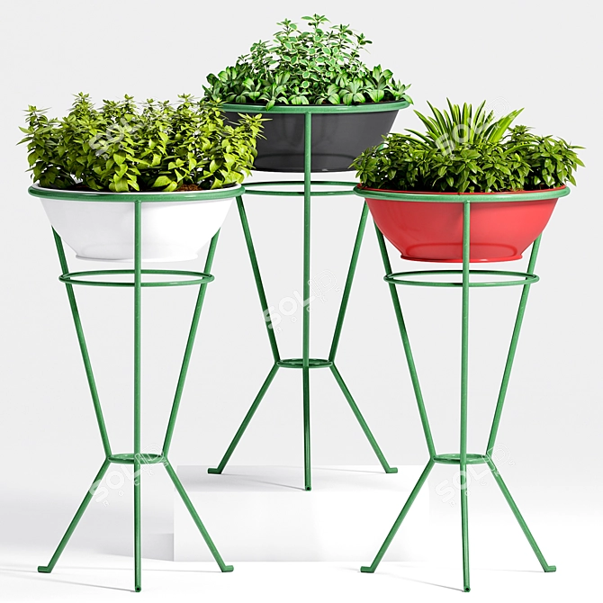 Stylish Planters on Stand 3D model image 1