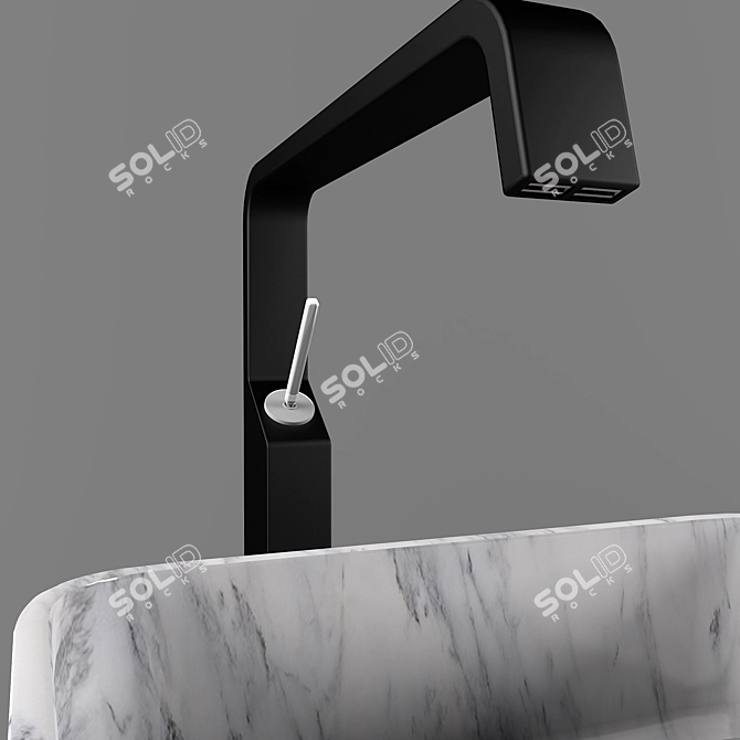 Luxury Bathroom Set: Sink, Faucet, Stool, Tile & More 3D model image 3