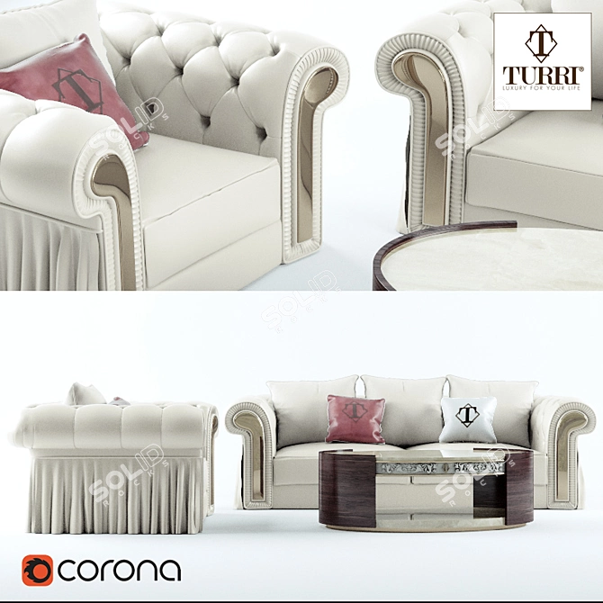 Luxury Turri Couture Furniture Set 3D model image 1